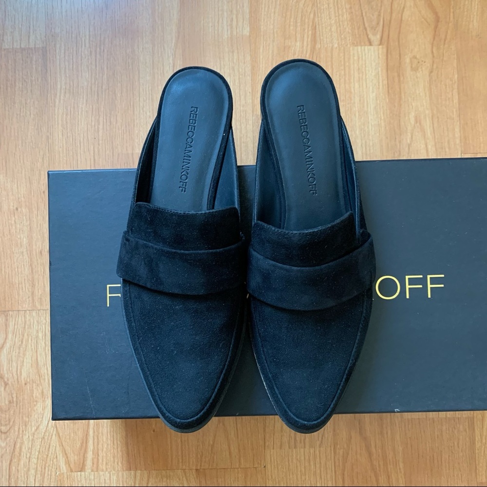 New Rebecca Minkoff Mika Black Suede Mule Flats - Picture 6 of 11